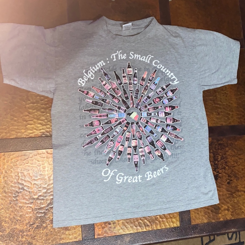 B & C Belgium The Small Country Of Great Beers S/S Cotton Tee Large Gray